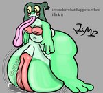 anthro big_clitoris big_pussy bodily_fluids bottom_heavy breasts clitoral_hood clitoris expansion female genital_expansion genital_fluids genitals huge_clitoris hyper hyper_clitoris hyper_genitalia hyper_pussy imminent_orgasm inverted_nipples long_tongue nipples nude pussy_expansion solo sound_effects tongue vaginal_fluids ishitmypants amphibian frog