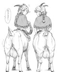 anus balls big_balls duo genitals male raised_tail scut_tail short_tail simple_background tail tail_anus text white_background buriburiri2 bovid bovid_taur caprine caprine_taur goat goat_taur humanoid_taur mammal mammal_taur taur hi_res japanese_text monochrome translation_request