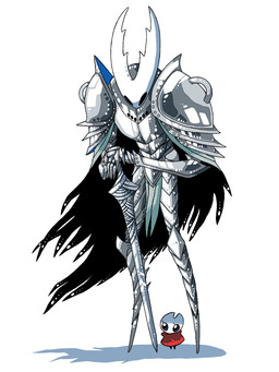 2_horns ambiguous_gender anthro armor biped black_eyes clothed clothing duo eyelashes female holding_melee_weapon holding_object holding_weapon horn melee_weapon red_clothing shadow shoulder_pads simple_background standing weapon white_background osakana2gou hollow_knight_(franchise) team_cherry hollow_knight_(character) hornet_(hollow_knight) pure_vessel_(hollow_knight) arthropod vessel_(species) 3:4 half_sister_(lore) sibling_(lore) sister_(lore)
