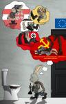 4_toes anthro bathroom biped black_pawpads claws communism digitigrade dirty dirty_feet door european_union feet flag flag_background floor foot_fetish foot_on_face geopolitics germany hammer_and_sickle historical humor inside nazi pawpads paws plumber poland politics public_restroom russian satire soviet_union swastika text toe_claws toes toilet wings aleone canid canine canis hare jackal lagomorph leporid mammal wolf digital_media_(artwork) russian_text translated