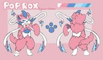 ambiguous_gender anthro solo strawberryvixen nintendo pokemon poprox_(kitz) eeveelution generation_6_pokemon generation_7_pokemon legendary_pokemon pokemon_(species) sylveon zeraora hi_res model_sheet