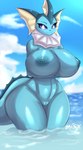 anthro anthrofied areola big_breasts blue_areola blue_body blue_nipples breasts curvy_figure female genitals hourglass_figure huge_breasts huge_hips huge_thighs innie_pussy looking_at_viewer nipples nude pose presenting pussy sea solo standing tail thick_thighs water wide_hips misx nintendo pokemon eeveelution generation_1_pokemon marine pokemon_(species) vaporeon 2022 absurd_res digital_media_(artwork) hi_res pinup