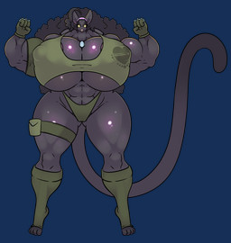 abs antenna_hair anthro army_outfit barefoot big_breasts black_hair brass_knuckles breasts clothing collar_tag digitigrade dog_tags eyewear feet female flexing flexing_bicep flexing_both_biceps footwear freckled_breasts freckles glasses gloves hair handwear heart_collar_tag heart_eyes heart_symbol iridescent_fur lipstick long_ears long_hair long_tail makeup mature_anthro mature_female melee_weapon muscular muscular_anthro muscular_female navel nipple_outline poofy_hair pouch_(clothing) simple_background smile socks solo tail thick_thighs toeless_footwear toeless_socks transparent_background weapon yellow_eyes duragonart fan_character domestic_cat felid feline felis mammal pantherine absurd_res alpha_channel hi_res story story_in_description