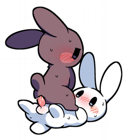 ambiguous_feral ambiguous_gender ambiguous_on_feral ambiguous_penetrated anal anal_penetration biped bipedal_feral blush blush_lines blush_stickers bodily_fluids brown_body brown_fur cum cum_in_ass cum_inside duo ejaculation feral feral_on_feral feral_penetrated feral_penetrating feral_penetrating_feral fur genital_fluids looking_at_another looking_at_partner male male/ambiguous male_feral male_penetrating male_penetrating_ambiguous monotone_body monotone_fur paws penetration penile penile_penetration rear_view sex simple_background three-quarter_view toony white_background white_body white_fur plumflavor lagomorph leporid mammal rabbit 2026 cel_shading digital_drawing_(artwork) digital_media_(artwork) shaded