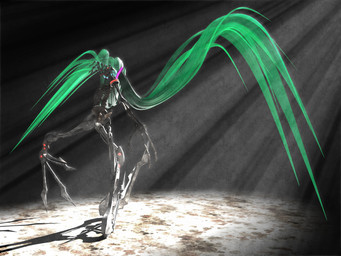 3_fingers ambiguous_gender big_hair bone cosplay fingers glowing green_hair hair horror_(theme) huge_hair light light_beam long_hair looking_up machine mechanical_arm mechanical_leg not_furry rib_cage skeleton solo standing sunbeam sunlight twintails_(hairstyle) deino_(artist) vocaloid yamaha_corporation calne_ca hatsune_miku animated_skeleton humanoid robot robot_humanoid undead 2009 3d_(artwork) 4:3 autodesk_3ds_max_(artwork) digital_media_(artwork) full-length_portrait portrait female_(lore)