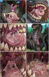anthro anthro_on_feral bestiality bodily_fluids cum cumshot day duo ejaculation erection eyewear fangs feral fur genital_fluids genitals glasses glistening glistening_eyes grass grey_body grey_scales hair humanoid_genitalia humanoid_penis in_mouth male male/male mane nude on_tongue open_mouth oral_vore outside penis pink_body pink_eyes pink_fur plant purple_hair red_mane red_penis ridged_penis saliva saliva_string scales semi-anthro short_hair size_difference teeth tongue vore acidic mythology dragon lagomorph leporid mammal mythological_creature mythological_scalie rabbit scalie comic hi_res