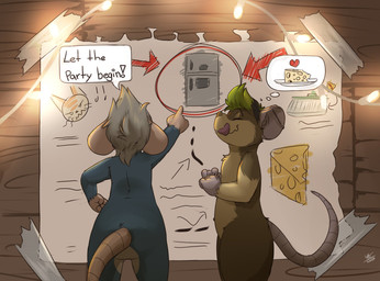 anthro brown_body brown_fur duo fur licking licking_lips licking_own_lips light lights self_lick standing tail thought_bubble tongue tongue_out louart mammal mouse murid murine rodent 2022 digital_media_(artwork) hi_res lighting signature