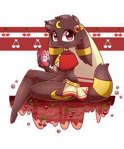 anthro anthrofied beverage big_eyes biped blush bubble cherry choker clothing crop_top dark fantasy featureless_feet feet female food fruit fur gem hair jewelry looking_at_viewer necklace plant pokemorph red_eyes shirt short_hair sitting smile soda solo thick_thighs topwear hashu final_fantasy nintendo pokemon square_enix fan_character lucina_(hashu) white_mage_(final_fantasy) canid canine eeveelution generation_2_pokemon mammal pokemon_(species) umbreon