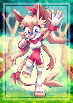 3_toes 5_fingers anthro blonde_hair breasts clothing feet female fingers footwear gloves grass hair handwear kerchief looking_at_viewer neckerchief neckwear on_one_leg paws plant ponytail purple_eyes smile solo standing tail toeless_footwear toes tree white_clothing white_gloves white_handwear vaporotem jess_the_jerboa dipodid jerboa mammal rodent 2025 digital_media_(artwork) hi_res