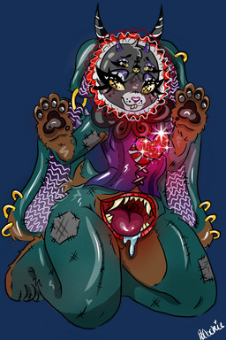 anthro belly female feral puppet solo po0ochie human humanoid lagomorph leporid mammal monster rabbit taur mouth alpha_channel hi_res
