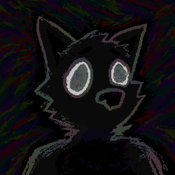 abstract_background anthro big_eyes big_nose black_body black_fur cheek_tuft ears_up eye_reflection eyebrows facial_tuft fur glistening glistening_eyes head_tuft looking_at_viewer male monotone_body monotone_fur mouthless outline raised_eyebrows reflection solo surrealism tuft demensa canid canine canis mammal wolf 1:1 2023 bust_portrait digital_media_(artwork) icon pixel_(artwork) portrait