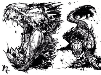 ambiguous_gender bodily_fluids claws debris fangs feral leg_spikes looking_at_viewer multiple_poses open_mouth pose saliva simple_background solo spikes spikes_(anatomy) tail tail_motion tailwag teeth tongue_showing white_background chiayeeee aquatic dunkleosteus fish placoderm prehistoric_species 2019 4:3 digital_drawing_(artwork) digital_media_(artwork) greyscale headshot_portrait monochrome portrait signature