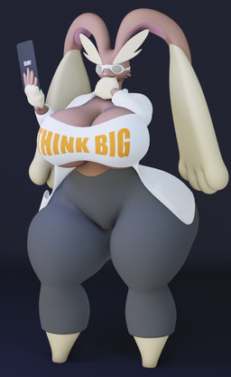 anthro big_breasts big_butt breasts butt cleavage clothed clothing coat electronics eyewear female goggles huge_butt lab_coat red_eyes safety_goggles simple_background solo tablet tablet_computer text text_on_clothing thick_thighs thinking thoughtful_expression topwear darkdraketom nintendo pokemon vivian_(darkdraketom) generation_4_pokemon lopunny pokemon_(species) 3d_(artwork) blender_(artwork) digital_media_(artwork) hi_res