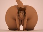 anthro big_butt brown_hair butt female hair huge_butt hyper hyper_butt inflation looking_at_viewer nude simple_background smile solo thick_thighs wide_hips anthroanim abigail_roo kangaroo macropod mammal marsupial 3d_(artwork) 4:3 digital_media_(artwork) hi_res