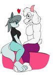 anthro bare_chest barefoot clothed clothing crossgender duo eyewear feet female flirting foot_fetish foot_play footsie glasses male male/female muscular muscular_male romantic romantic_couple simple_background darkburst_(artist) frozarcold deltarune dust:_an_elysian_tail undertale_(series) dust_(elysian_tail) ralsei bovid canid canine canis caprine goat mammal wolf absurd_res hi_res