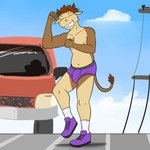 1:1 anthro bovid bovine briefs brown_hair bull_frat_dude_(fuze) cattle clothed clothing dancing eyes_closed footwear fuze hair hi_res horn male mammal navel nipples open_mouth outside pantsless pantsless_anthro pantsless_male public purple_briefs purple_clothing purple_footwear purple_shoes purple_underwear shoes smile socks solo street teeth_showing topless underwear white_clothing white_footwear white_socks