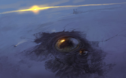 ambiguous_gender arctic ice light macro nightmare_fuel outside sharp_teeth snow solo sun sunrise teeth terror vehicle pe-travers monster