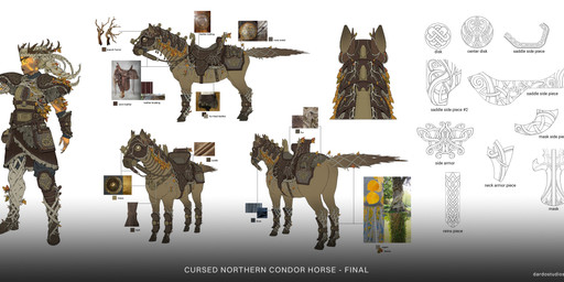 ambiguous_feral ambiguous_focus ambiguous_gender armor belt_buckle black_eyebrows black_hooves blue_bottomwear blue_clothing blue_pants bodypaint boots bottomwear braided_hair breastplate brown_body brown_bottomwear brown_claws brown_clothing brown_fur brown_gloves brown_handwear brown_helmet brown_lips brown_pants brown_skin brown_skirt buckle claws clothed clothed_female clothed_human clothing company_logo company_name duo eyebrows eyelashes face_paint female female_human feral fingerless_gloves footwear fully_clothed fully_clothed_female fully_clothed_human fur gauntlets gloves greaves grey_background grey_boots grey_clothing grey_footwear grey_tail hair handwear hooves knee_pads larger_female larger_human leaf lidded_eyes light lips long_hair mouth_closed pants pauldron plant quadruped reins rope saddle shoes simple_background size_difference skirt smaller_ambiguous smaller_feral standing straight_arms tail tan_armor tan_hair text tree turnaround two_tone_tail unguligrade white_eyes yellow_sclera mirel_shalari zhanibek_kurmanbay highguard_(game) condor_(highguard) equid equine horse human mammal 2026 absurd_res artist_collaboration concept_art digital_drawing_(artwork) digital_media_(artwork) english_description english_text flat_colors hi_res lighting official_art reference_image url
