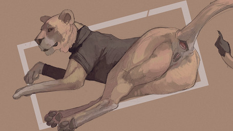 anatomically_correct anatomically_correct_genitalia anatomically_correct_vulva animal_genitalia animal_vulva anus bottomless bottomless_female butt clothed clothed_feral clothing feline_genitalia feline_vulva female feral fur genitals looking_at_viewer looking_back looking_back_at_viewer lying on_side pawpads pose presenting presenting_hindquarters raised_tail realistic_feral solo sweater tail tail_tuft tan_body tan_fur topwear tuft turtleneck vulva cosmiclife felid lion mammal pantherine hi_res pinup