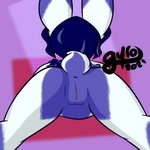 anthro anus ass_up butt female genitals hair looking_away nude ponytail pussy raised_tail simple_background solo tail gyrodoodle frost_(gyrodoodle) lagomorph leporid mammal rabbit 1:1 2021 hi_res