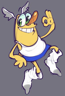 clothing footwear gesture green_eyes grey_background hand_gesture male ok_sign simple_background smile socks solo yellow_body eggburps comedy_central drawn_together wooldoor_sockbat sockbat_(species) absurd_res hi_res sketch