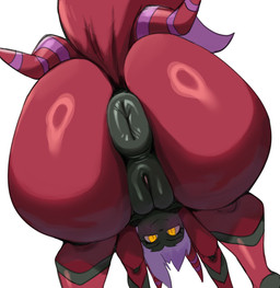 anthro anus bent_over big_anus big_butt butt female genitals hair huge_butt looking_through_legs_at_viewer plump_labia presenting presenting_hindquarters puffy_anus red_body smile solo tail thick_thighs vulva white_hair yellow_eyes lightsource nintendo pokemon arthropod generation_5_pokemon hybrid pokemon_(species) scolipede hi_res
