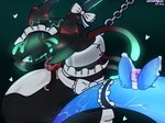 2_penises bdsm blush blush_lines bondage bound chain clothing feral genitals heart_symbol maid_apron maid_headdress maid_uniform male multi_genitalia multi_penis one_eye_closed open_mouth penis sex sex_toy simple_background solo tail uniform venom_melon calamity_(terraria_mod) terraria storm_weaver(calamitymod) reptile scalie snake 4:3 digital_media_(artwork) hi_res