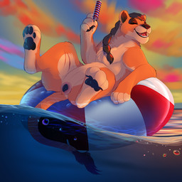 animal_genitalia animal_vulva black_pawpads black_vulva braided_hair braided_ponytail brown_body brown_fur bubble cloud countershading feline_genitalia feline_vulva female feral floating food fur genitals hair ocean_tide pawpads plump_labia ponytail pool_float popsicle popsicle_stick sea sky skyscape solo summer sunset vulva water conditional_dnp lynxbrush yuri'tab_(raptorzzs) felid feline lion mammal pantherine 1:1 hi_res
