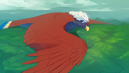 ambiguous_gender closed_beak day eyes_closed feathered_wings feathers feral giga happy landscape landscape_dwarfing lying lying_on_ground macro mountain on_front on_ground outside side_view sky solo spread_wings wings snivine444 nintendo pokemon accipitriform avian bird braviary generation_5_pokemon pokemon_(species) 16:9 2025 absurd_res digital_media_(artwork) digital_painting_(artwork) hi_res painting_(artwork) widescreen