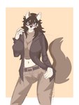 anthro blush clothing crop_top eyewear female glasses jacket midriff navel shirt solo suit thigh_gap topwear lynnsnowmew kimbra_(r18alphawolf) canid canine canis mammal wolf 3:4 hi_res