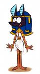 armlet black_body black_fur bottomwear bracelet clothed clothing crossgender egyptian egyptian_clothing egyptian_headdress fangs female for_a_head fur gold_(metal) gold_jewelry headdress headgear headwear jewelry midriff necklace nemes_(clothing) shendyt simple_background skirt smile solo teeth squiddybiddy egyptian_mythology middle_eastern_mythology mythology anubis animal_head animal_humanoid anubian_jackal canid canine canis cynocephalus deity humanoid jackal mammal