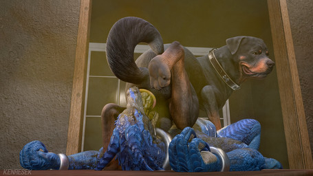 anthro anus bite biting_lip black_body black_fur bloated blue_body blue_horn blue_nails blue_scales bodily_fluids bound brown_body brown_fur collar colored_nails cuff_(restraint) cum cum_drip cum_on_belly cum_on_body cum_on_face curled_tail dripping drooling duo ear_piercing eating_feces feces feces_in_mouth feces_on_skin female feral floppy_ears fur furniture genital_fluids horn looking_back male male/female metal_cuffs nails neck_cuff open_mouth paw_on_mouth piercing pooping pooping_on_another restraints saliva saliva_on_face scales stretched_anus table tail text tile tile_wall tongue wall_(structure) white_body white_scales window wood wood_furniture wood_table yellow_eyes kenresek canid canine canis domestic_dog kobold mammal mastiff molosser rottweiler scalie 16:9 2025 3d_(artwork) 4k absurd_res blender_(artwork) digital_media_(artwork) english_text hi_res widescreen