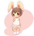 anthro brown_eyes brown_hair clothing female fur hair kemono legwear solo stockings tan_body tan_fur mei_(artist) lagomorph leporid mammal rabbit