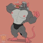 abs anthro cigar clothed clothing facial_hair goatee hair male muscular muscular_anthro muscular_male mustache nipples pecs simple_background solo tail underwear underwear_only kevkai arthur_bennet mammal murid murine rat rodent 1:1 2022 hi_res signature father_(lore) parent_(lore)