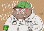 anthro belly big_belly brown_body clothing eyewear glasses hat headgear headwear kemono male overweight overweight_male shirt solo topwear gatoggy mammal suid suine sus_(pig) wild_boar 2023 hi_res