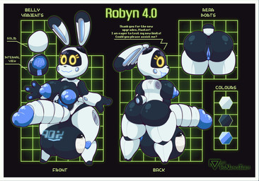 anthro anus balls big_balls big_breasts big_butt big_penis breasts butt clitoris dipstick_ears ear_markings genitals gynomorph huge_balls huge_butt huge_penis hyper hyper_balls hyper_genitalia hyper_penis intersex looking_at_viewer machine multicolored_ears penis rear_view screen screen_face short_stack solo talking_to_viewer text thick_thighs vulva wide_hips thisnameistaken lagomorph leporid mammal rabbit robot robot_anthro english_text hi_res model_sheet