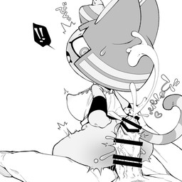 anthro biped bodily_fluids bottomless bottomless_anthro bottomless_female clothed clothed_anthro clothed_female clothing constricted_pupils cum cumshot duo ejaculation female female_anthro female_on_human female_on_top genital_fluids looking_down looking_down_at_partner male male_human male_on_anthro male_on_bottom on_bottom on_top pupils shirt shocked simple_background sitting sitting_on_another sleeveless_shirt small_pupils three-quarter_view topwear white_background wristband hissoriing animal_crossing nintendo ankha_(animal_crossing) domestic_cat felid feline felis human mammal 1:1 2024 digital_drawing_(artwork) digital_media_(artwork) greyscale monochrome