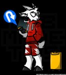 anthro bottomwear clothing confusion electronics fur gps hand_in_pocket holding_object holding_phone hoodie hooves horn inner_ear_fluff looking_away looking_back male phone pockets red_clothing redesign short_tail shorts solo tail text topwear travel_bag tuft white_body white_fur wub_(artist) bovid caprine goat mammal alpha_channel hi_res signature url watermark