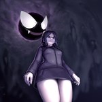 black_body clothing dress duo female hair human_focus purple_eyes purple_hair short_hair smoke kujalla nintendo pokemon beta_hex_maniac hex_maniac gastly generation_1_pokemon human mammal pokemon_(species) 1:1 hi_res