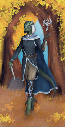 anthro blue_eyes breasts clothed clothing dagger day female grass holding_object holding_weapon melee_weapon non-mammal_breasts outside plant solo standing weapon dalagar microsoft the_elder_scrolls argonian scalie hi_res