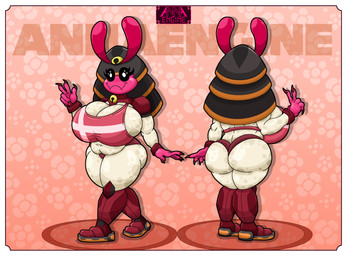 5_fingers antennae_(anatomy) anthro armor bell bell_collar belly big_breasts big_butt bikini bikini_bottom black_eyes border bottomwear bra breast_squish breasts butt butt_squish claws clothed clothing collar cybernetic_leg cybernetic_limb cybernetic_neck cybernetics eyelashes fangs female finger_claws fingers floral_background floral_pattern flower front_view gesture grey_body hand_gesture headgear helmet huge_breasts looking_at_viewer machine markings multicolored_body multiple_pupils navel open_mouth pink_body pink_clothing plant rear_view red_body simple_background slightly_chubby slightly_chubby_female smile solo sports_bra spots spotted_arms spotted_belly spotted_body spotted_breasts spotted_butt spotted_legs spotted_markings squish standing swimwear tan_body teeth text thick_thighs tight_bottomwear tight_clothing tight_topwear tongue topwear two-piece_swimsuit two_tone_body underwear v_sign walking white_border wide_hips annaengine anna_(annaengine) arthropod blattodean cyborg insect termite absurd_res digital_drawing_(artwork) digital_media_(artwork) english_text hi_res model_sheet