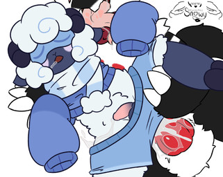 anthro bodily_fluids cum duo genital_fluids genitals male male/male penis saliva sex short sleeping tongue tongue_out snowy_(furrito_thicc) mythology toons_universe nimbus_(toons_universe) bovid caprine dragon mammal mythological_creature mythological_scalie scalie sheep hi_res