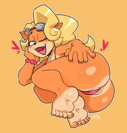 5_fingers 5_toes anthro blonde_hair blush butt camel_toe clothed clothing eyewear eyewear_on_head feet female fingers fur goggles goggles_on_head green_eyes hair long_hair lying multicolored_body multicolored_fur on_side one_eye_closed open_mouth simple_background skimpy soles solo tan_body tan_fur teeth toes two_tone_body two_tone_fur 5tflldartist5 activision crash_bandicoot_(series) coco_bandicoot bandicoot mammal marsupial hi_res signature