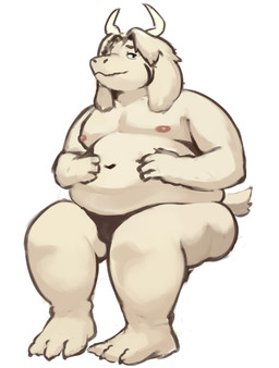 anthro belly big_belly bulge clothing fur horn male nipples overweight overweight_male solo underwear white_body white_fur snowdoeer undertale undertale_(series) asriel_dreemurr asriel_dreemurr_(god_form) bovid caprine goat mammal