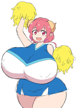 big_breasts breasts cheerleader cheerleader_outfit clothed clothing cute_fangs fangs female fully_clothed hair horn huge_breasts humanoid_pointy_ears light_body light_skin looking_at_viewer nipple_outline open_mouth open_smile pink_hair pointy_ears pom_poms raised_arm simple_background smile solo teeth thick_thighs white_background wide_hips momijizx miss_kobayashi's_dragon_maid mythology ilulu animal_humanoid dragon dragon_humanoid humanoid mythological_creature mythological_scalie scalie hi_res