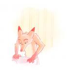 anthro brush canid canine clothed clothing disney eyes_closed fox fur hi_res male mammal nick_wilde orange_body orange_fur red_fox seasaltlime sink solo toothbrush topless towel towel_only true_fox zootopia