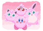 blue_eyes female group looking_at_viewer male open_mouth open_smile red_eyes smile ara_love_kirby kirby_(series) nintendo pokemon alien generation_1_pokemon generation_2_pokemon igglybuff jigglypuff pokemon_(species) waddling_head wigglytuff crossover hi_res