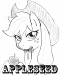 2013 apple applejack_(mlp) black_and_white bodily_fluids clothing comic cowboy_hat dj-black-n-white drooling earth_pony english_text equid equine female feral food freckles friendship_is_magic fruit hair hasbro hat headgear headwear hi_res horse mammal monochrome my_little_pony plant pony saliva sketch solo text