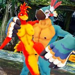 anthro anthrofied balls beak big_breasts breasts duo female genitals green_eyes male male/female muscular muscular_anthro muscular_female muscular_male nipples nude penis pussy smile malicekira banjo-kazooie breath_of_the_wild nintendo rareware the_legend_of_zelda warfare_machine kass_(tloz) kazooie warfare_kazooie avian bird breegull rito 1:1 3d_(artwork) crossover digital_media_(artwork) hi_res mikumikudance_(artwork)