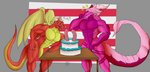 4_fingers 5_fingers abs anthro biceps biped birthday birthday_cake birthday_party black_claws bodily_fluids cake candle casual_nudity claws clothing colored_sclera countershade_arms countershade_face countershade_genitalia countershade_legs countershade_neck countershade_penis countershade_tail countershade_torso countershading covered_eyes dessert dialogue dildo duo emanata fangs feathered_wings feathers fingers fire fist flaccid food frosting fur furniture furry_tail genitals glans green_eyes grey_background hair hair_over_eyes hand_on_hip hand_on_table happy hat headgear headwear horn humanoid_genitalia humanoid_hands humanoid_penis humor larger_male laugh leaning leaning_forward lit_candle long_tail male multicolored_body muscular muscular_anthro muscular_male nude obscured_eyes party_hat pattern_background pecs penis penis_candle pink_body pink_dildo pink_fur pink_hair pointy_hat purple_body purple_penis raised_arm raised_fist raised_hand red_body red_clothing red_hat red_headwear reverse_countershading sex_toy sharp_teeth simple_background size_difference smaller_male smile snicker snickering standing striped_background striped_legs stripes sweat sweatdrop table tail tan_hat tan_headwear teeth text translucent translucent_horn two_tone_body unimpressed white_claws wings yellow_body yellow_feathers yellow_glans yellow_penis daikuhiroshiama european_mythology mythology del_(freeottawe) rory_(freeottawe) dragon mythological_creature mythological_scalie scalie western_dragon wingless_dragon 2020 colored_sketch digital_media_(artwork) english_text hi_res sketch watermark